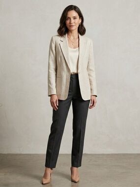 Requirements Jacket Womens 8P Petite Beige 100% Pure New Wool Old Money Academia